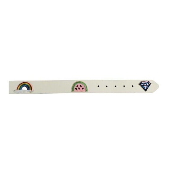 No Boundaries Kids Belt w/Patches Size S/M White Unicorn Rainbow Rose Kidcore - Picture 6 of 9